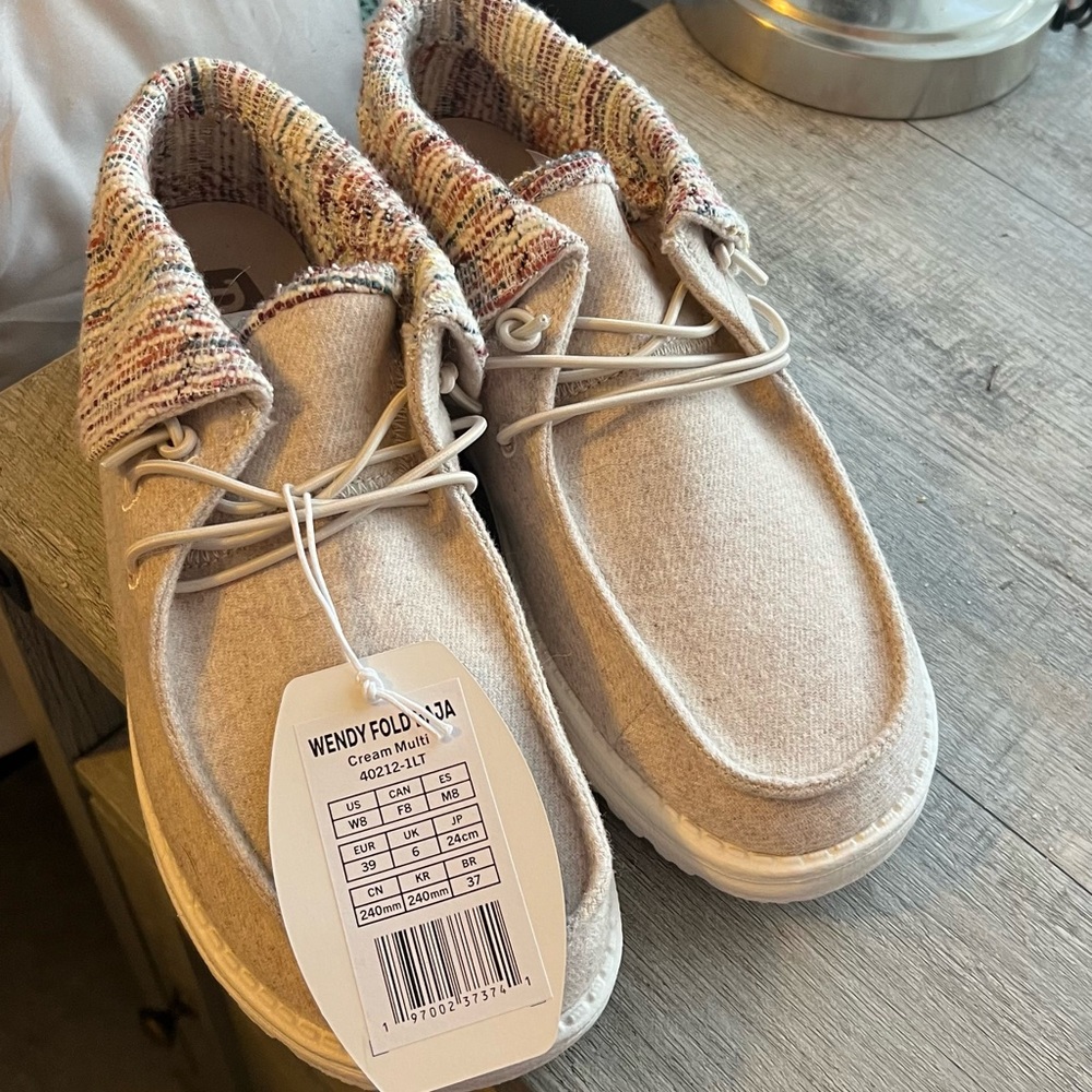 Hey Dude Wendy Fold Cream Multi Shoes